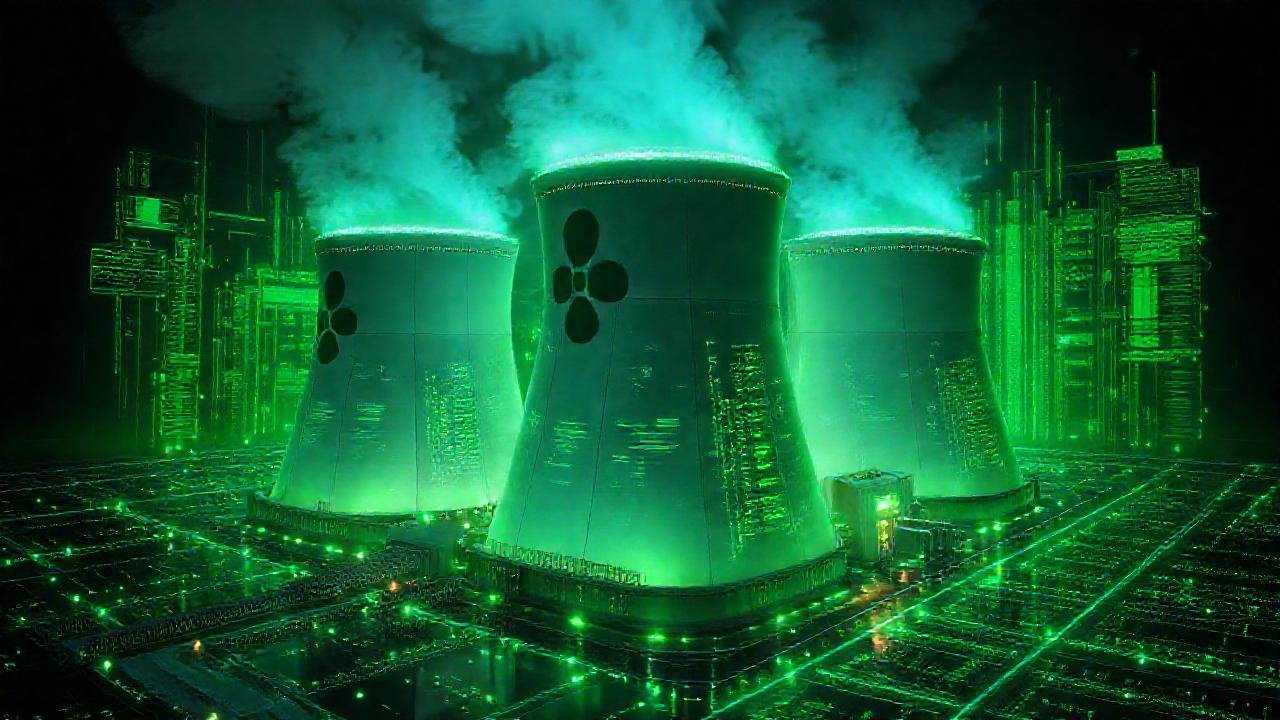 Una planta nuclear futurista produce energía verde