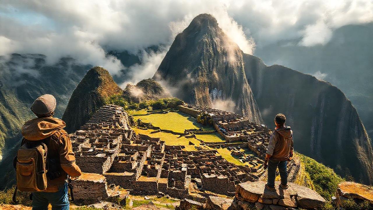 Inca ruinas majestuosas se alzan en la niebla