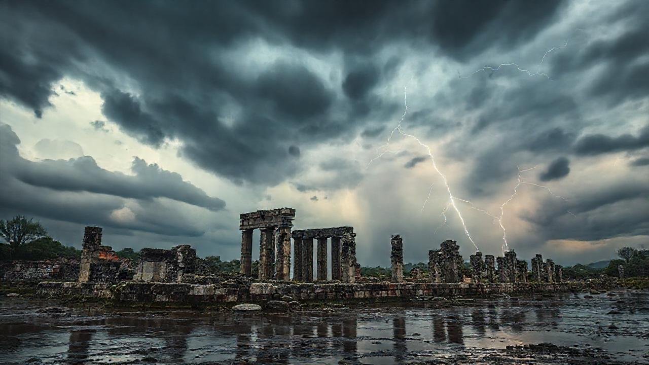 El cielo tormentoso revela un pasado inundado