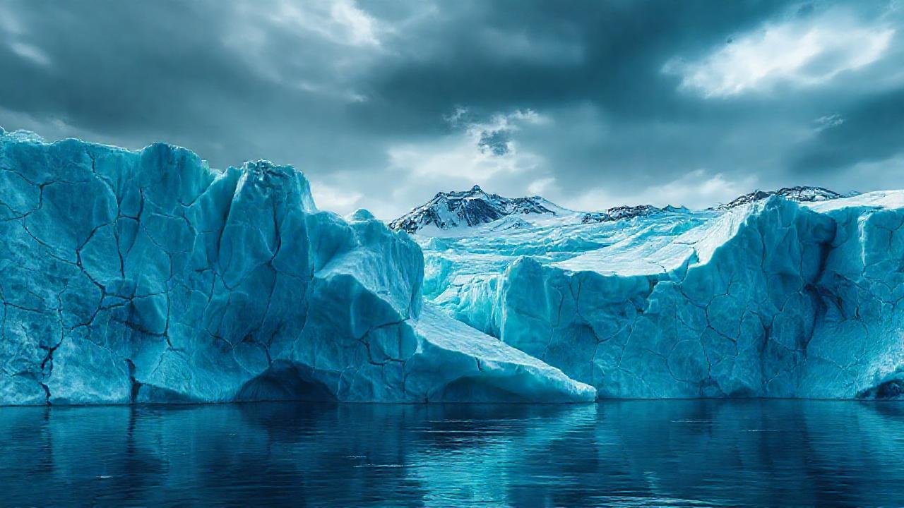Glaciares derritiéndose: paisaje helado y sombrío