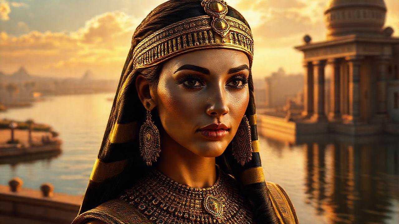Cleopatra reina en esplendor egipcio