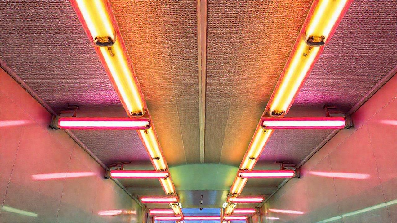 Luces retro vibrantes iluminan interiores de los 60