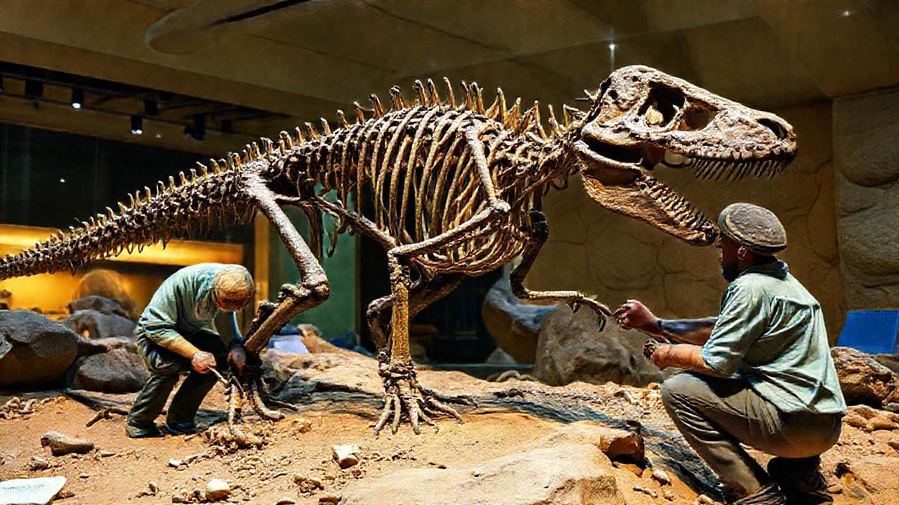 Paleontólogos descubren un dinosaurio en museo