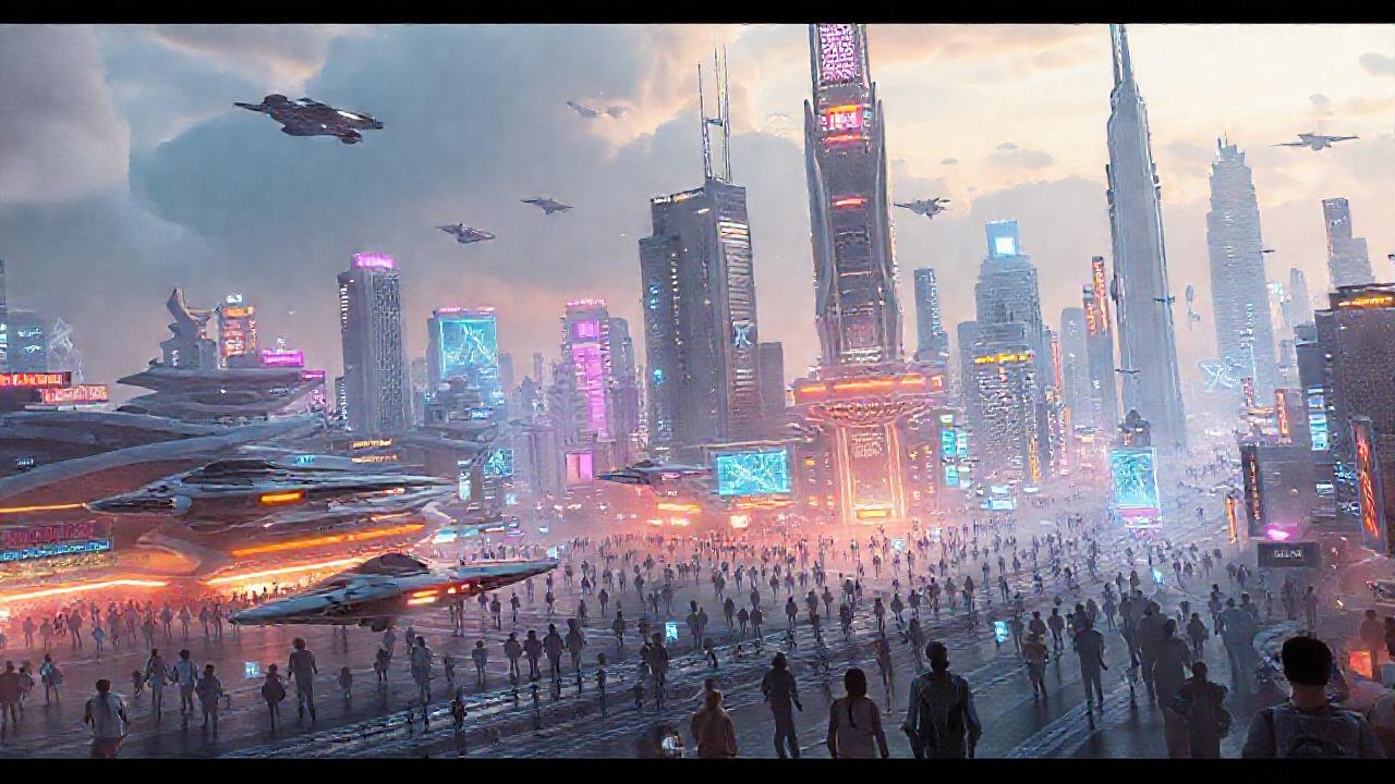 Ciudad futurista vibrante y dinámica