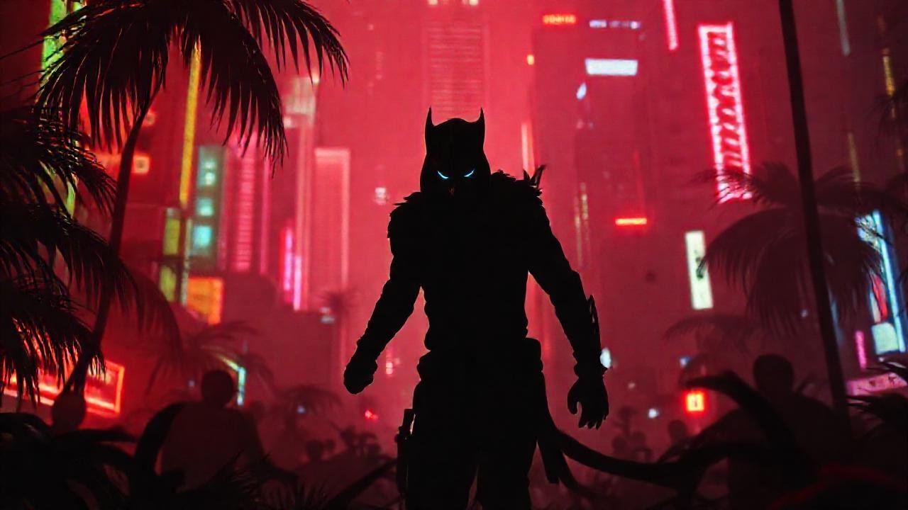 Zorro salvaje en ciudad futurista