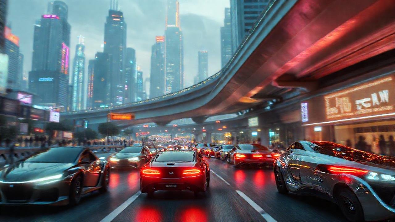 Una ciudad futurista y dinámica brilla