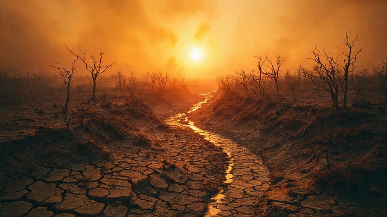 La tierra árida muestra un paisaje desolado