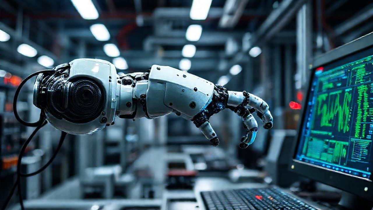 Un brazo robótico complejo automatiza tareas