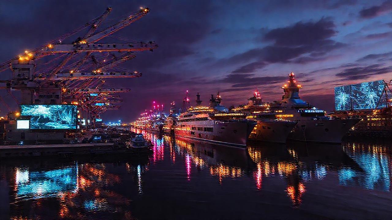 Un puerto futurista, vibrante y tecnológico