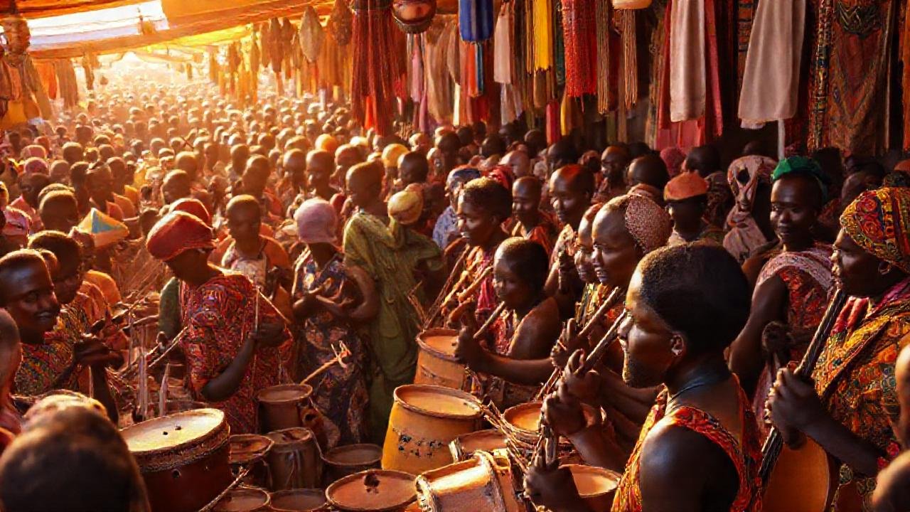 Mercado africano vibrante y lleno de vida