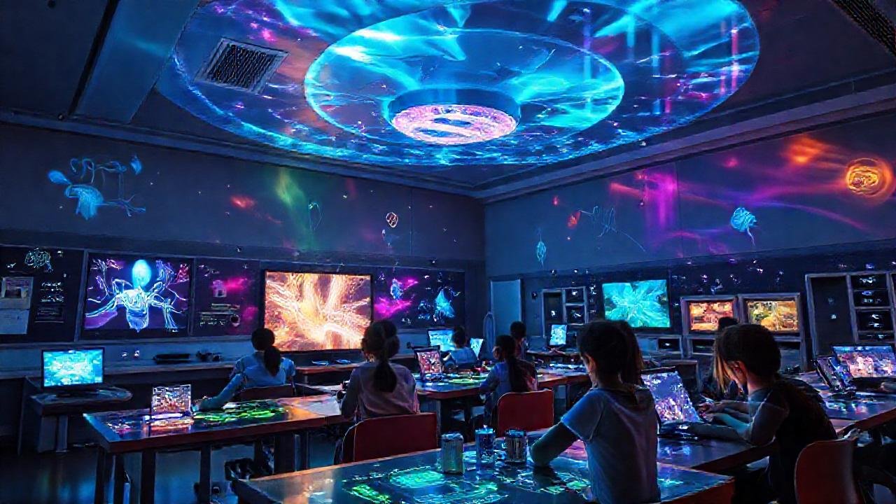 Clase futurista: aprendizaje digital y vibrante