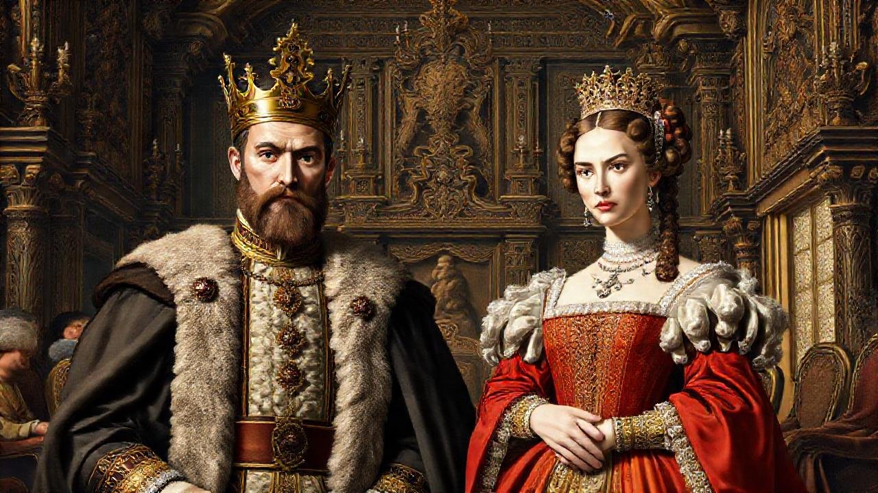 La corte real exhibe figuras simbólicas