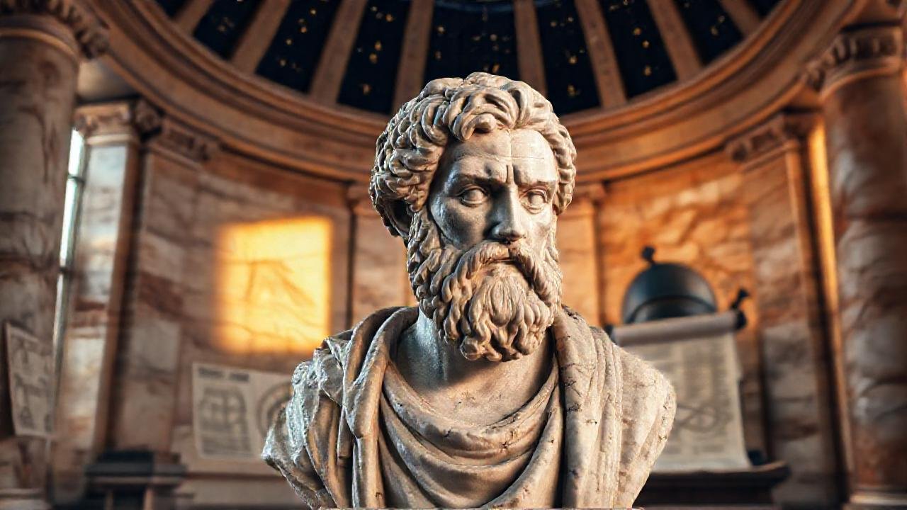 Un filósofo griego contempla las estrellas