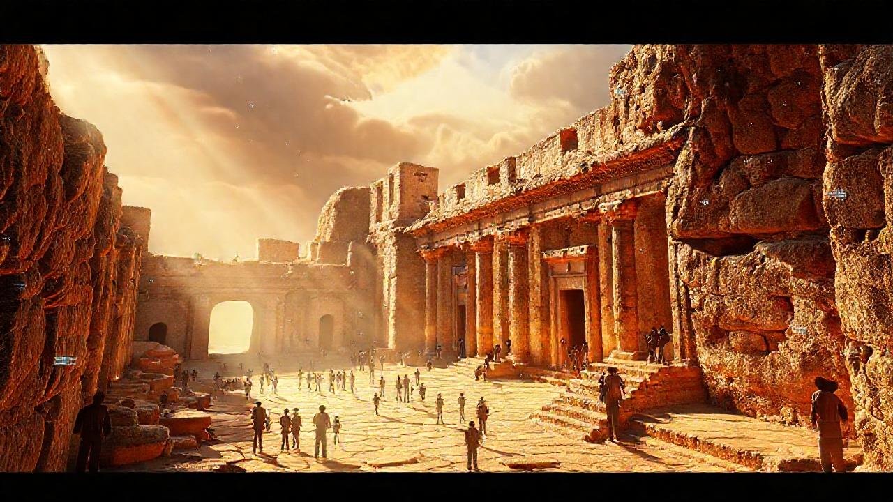 Ruinas españolas virtuales brillan digitalmente realistas