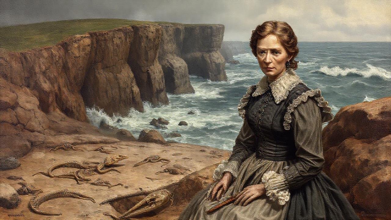 Mary Anning descubre reptiles en la costa