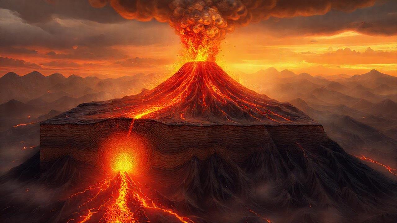 Volcán en erupción: fuerza y ciencia