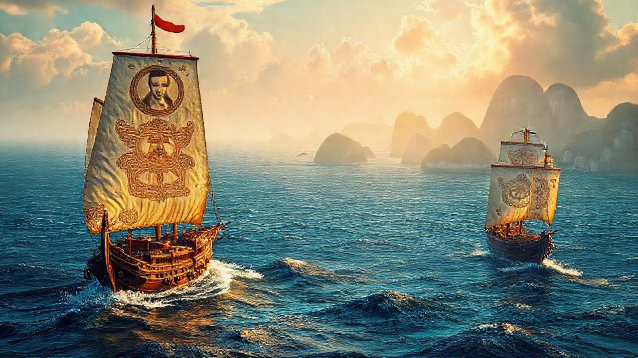 Juncos chinos navegan hacia islas exóticas