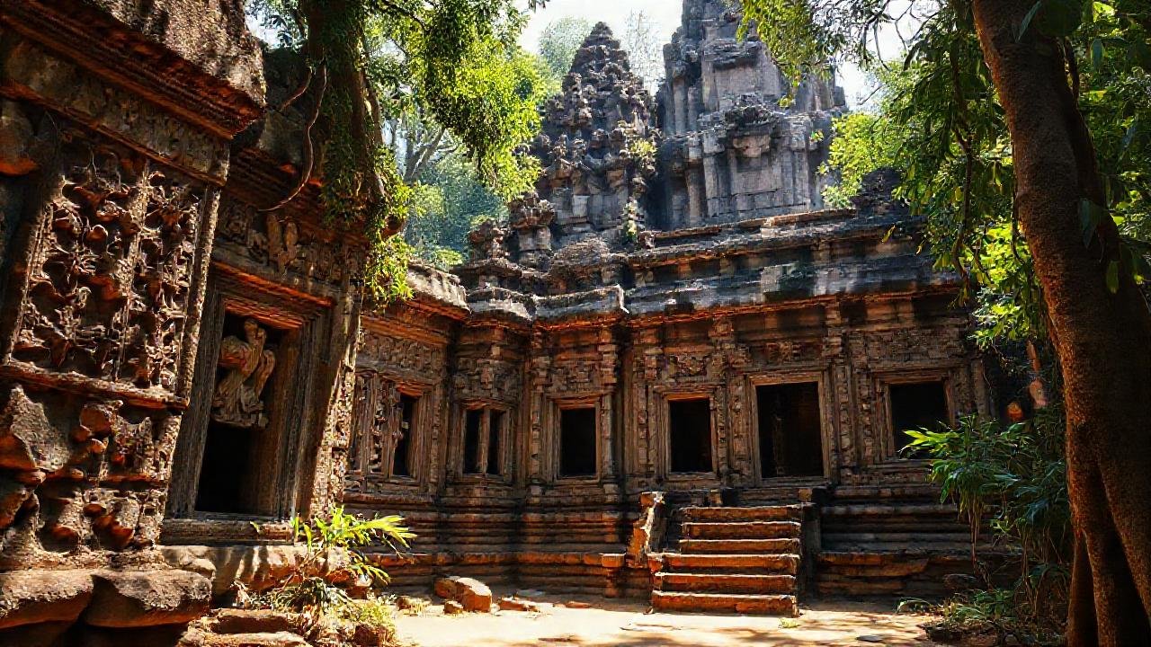 El templo jemer antiguo es impresionante