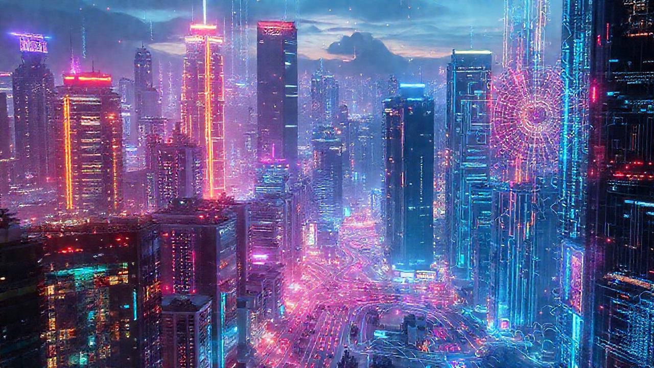 Ciudad futurista con inteligencia artificial