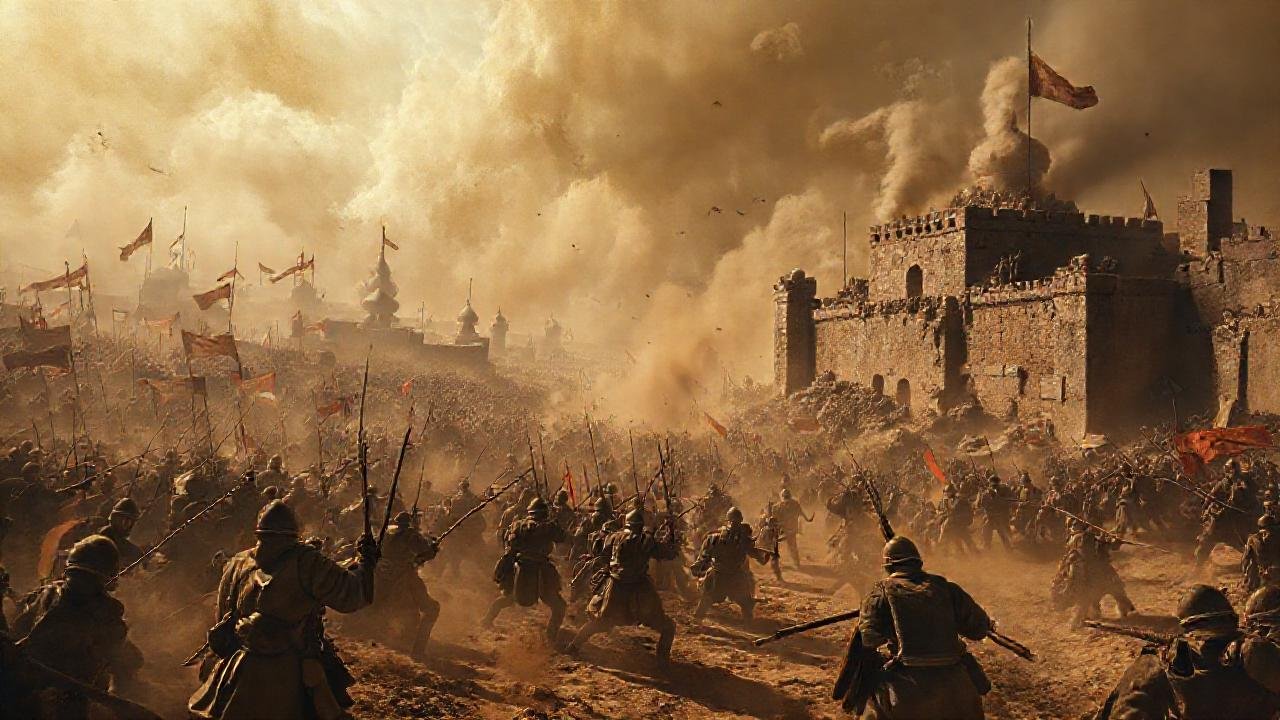 Soldados y caos en pintura histórica