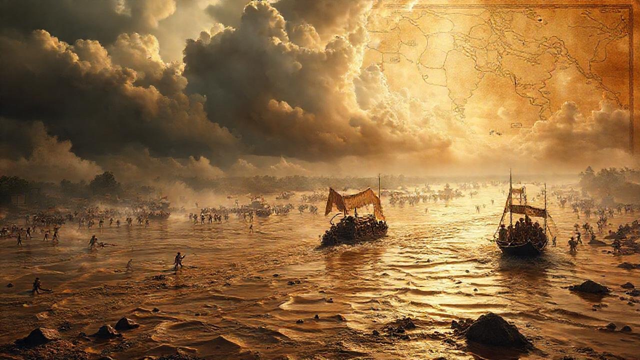 Delta histórico de ríos, guerra y inundación