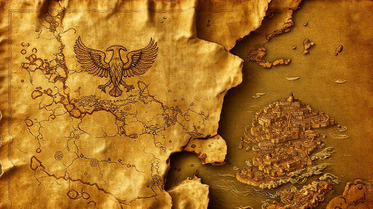 Mapa bizantino antiguo, evocador y detallado