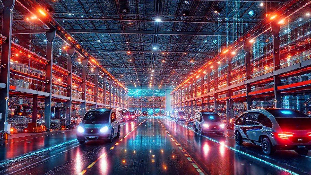 Almacén futurista con tecnología integrada