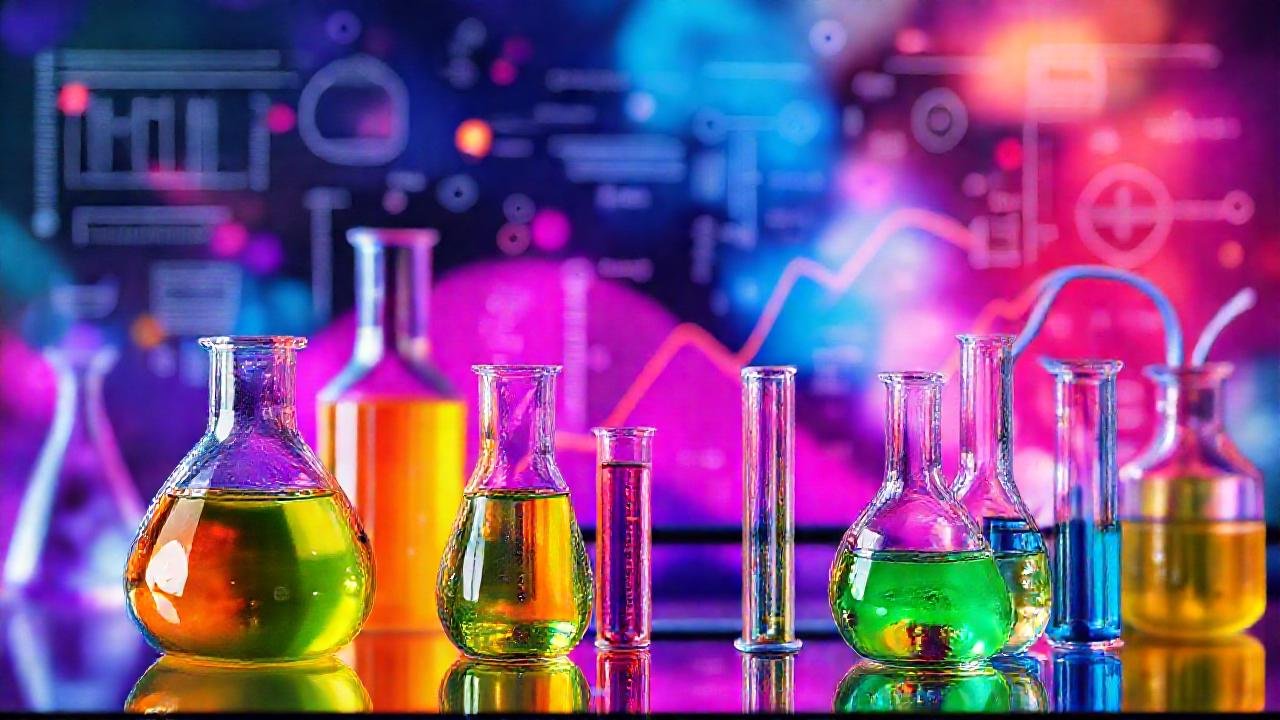 Equipo científico analiza datos químicos abstractos