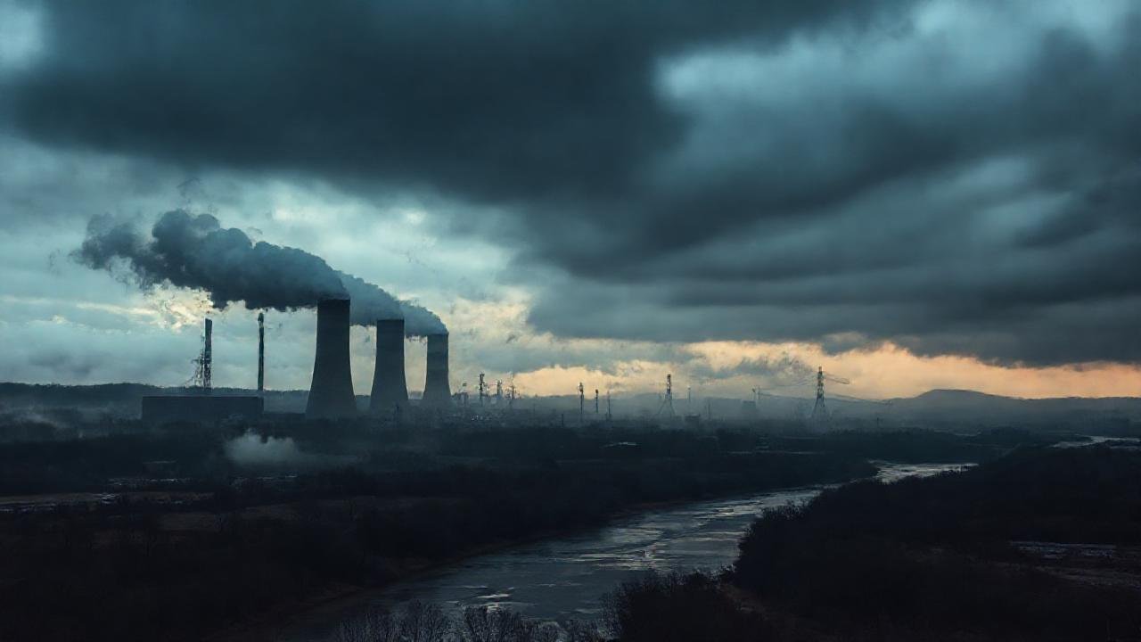Una central térmica emite atmósfera sombría y tóxica