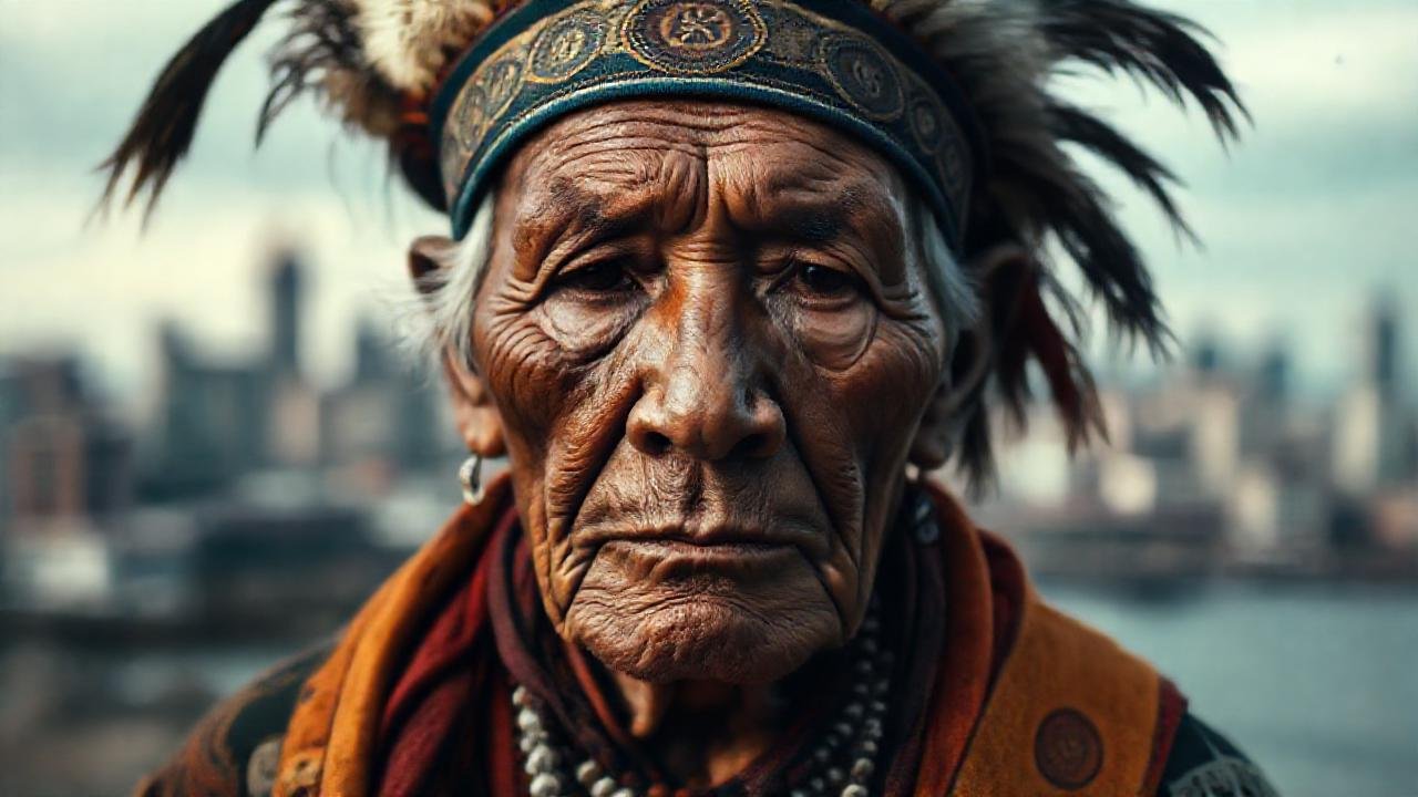 Un anciano indígena representa la historia