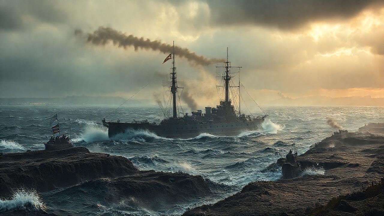 Un barco de guerra enfrenta la historia