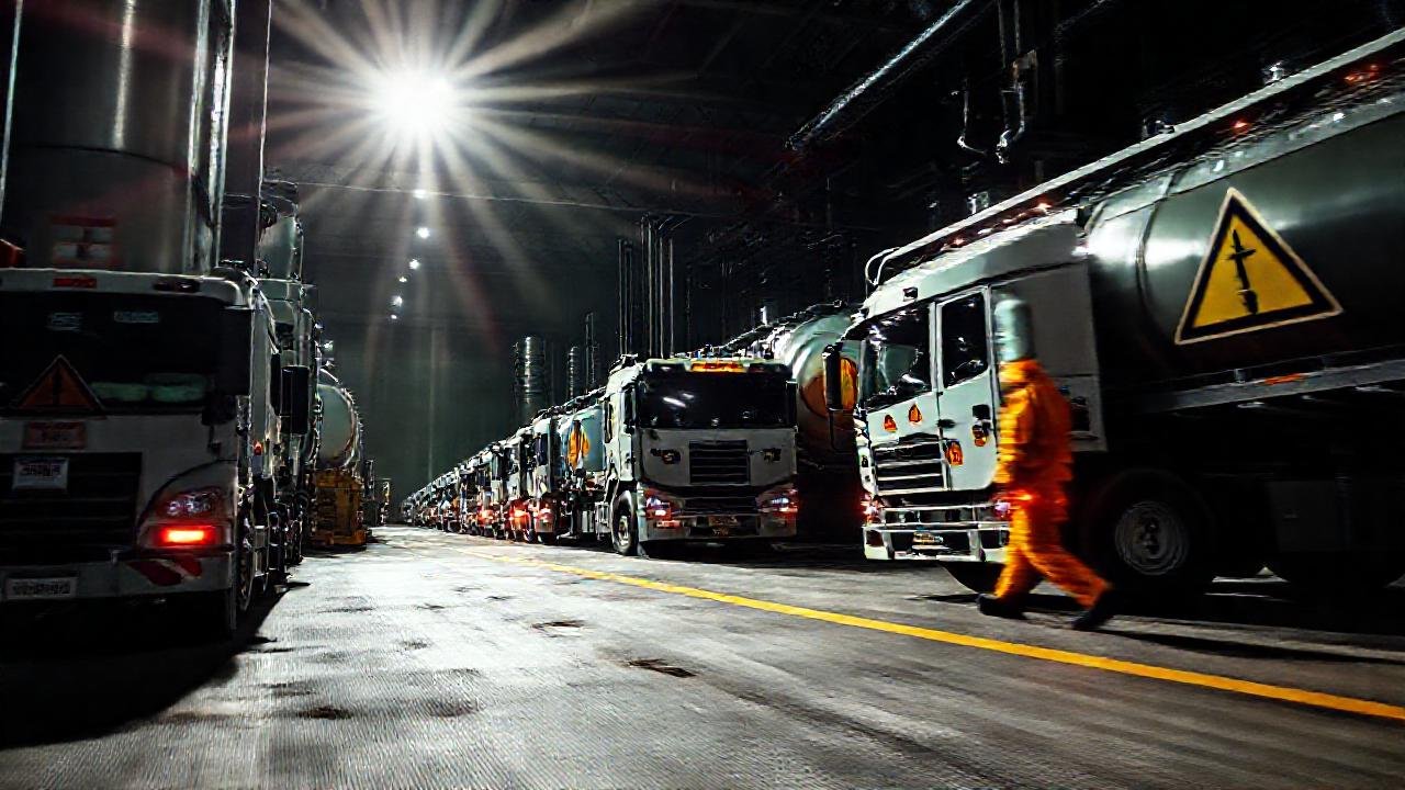 Almacenamiento químico peligroso bajo luz intensa