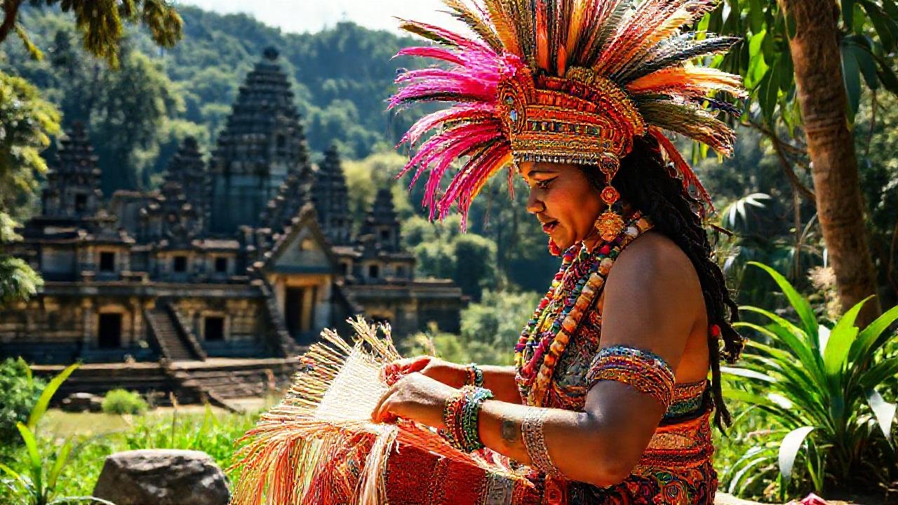 Indígena teje en templo ancestral
